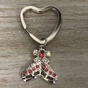 Pink Rhinestone Skating Keychain,Figure Skate Gift